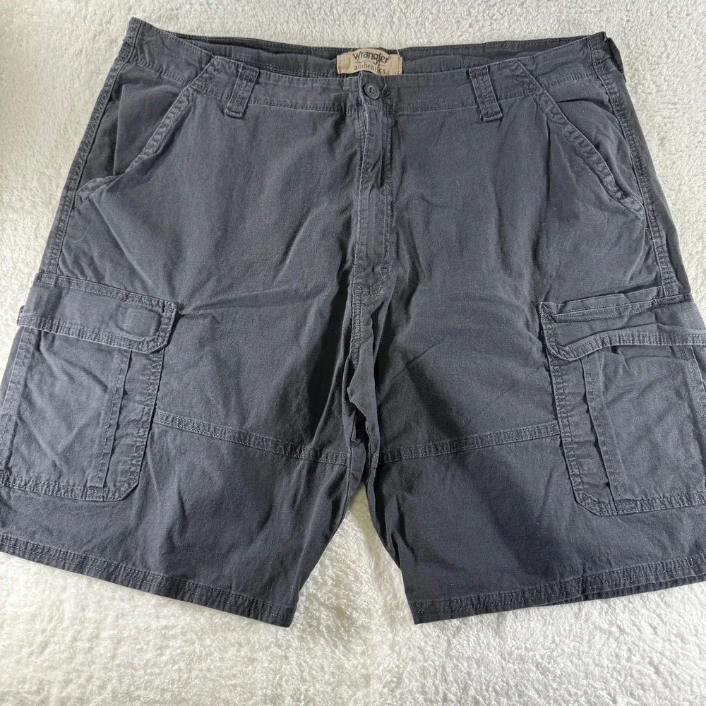 Wrangler Baggy Cargo Shorts Black Ripstop Pockets Size 40 9